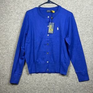 Polo Ralph Lauren Women Blue US Open Cardigan Sweater Size L
